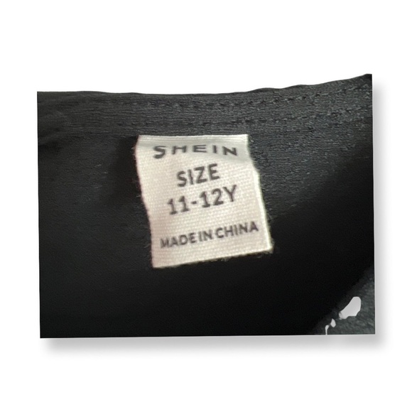 Shein Black T Shirt With Puff Sleeves Girls Size 11-12 - Picture 3 of 8